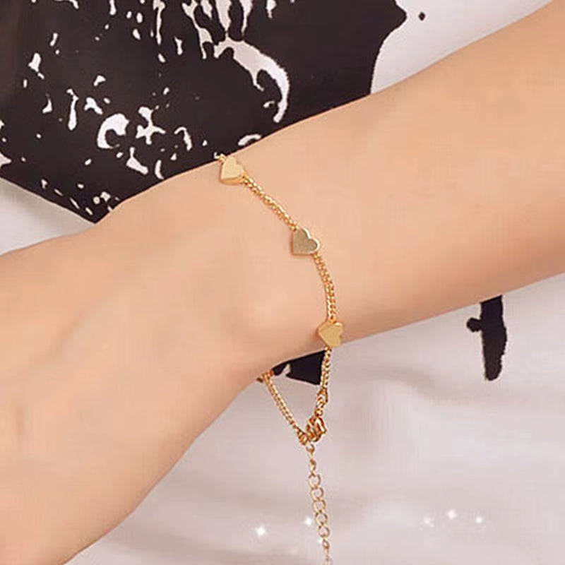 Gold Color Hearts Infinity Bracelets Pulseras Mujer Minimalist Jewelry Women Stars Bracelets Beach Boho Bracelet&Bangles