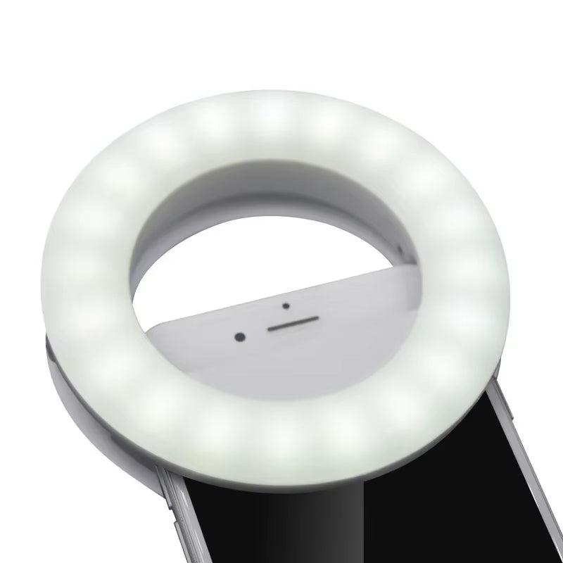 Ring Light Phone Selfie Stick LED Clip-On Rechargeable round Lamp Live Stream for Smartphone Laptop Ipad Ipone