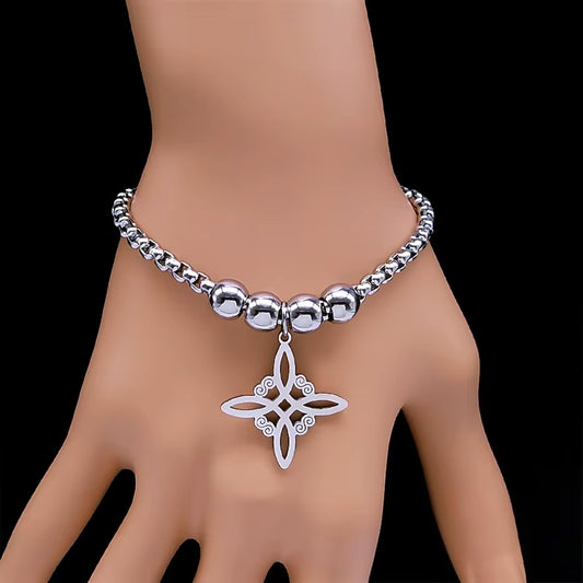 Wicca Celtic Knot Stainless Steel Bracelet Women/Men Silver Color Witch Geometric Irish Knots Bracelets Jewelry Pulseras B7053S0