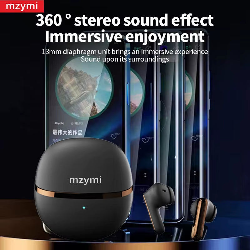 Mzymi A34 New Earbuds in Ear Wireless Bluetooth5.3 Headphone Hifi Stereo Sound Headset HD Call Built-In Mic for XIAOMI