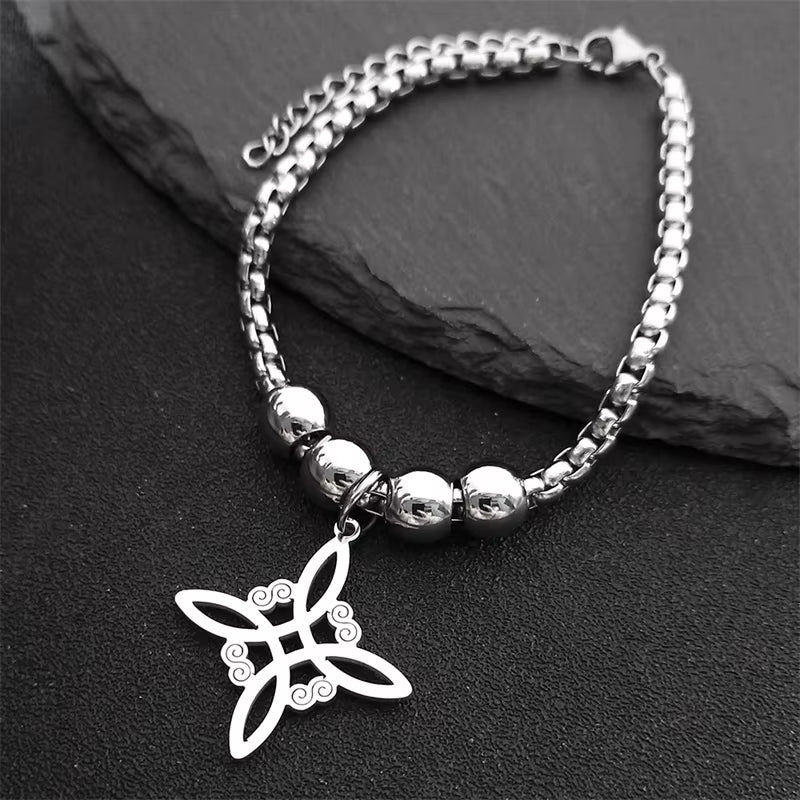 Wicca Celtic Knot Stainless Steel Bracelet Women/Men Silver Color Witch Geometric Irish Knots Bracelets Jewelry Pulseras B7053S0