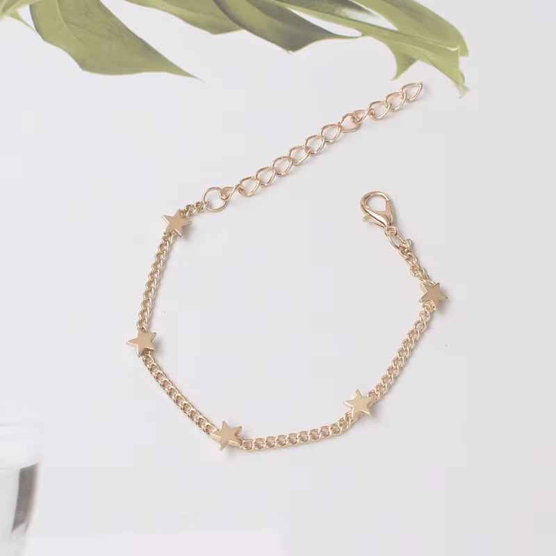 Gold Color Hearts Infinity Bracelets Pulseras Mujer Minimalist Jewelry Women Stars Bracelets Beach Boho Bracelet&Bangles