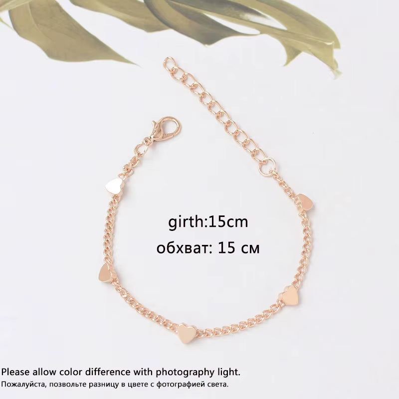 Gold Color Hearts Infinity Bracelets Pulseras Mujer Minimalist Jewelry Women Stars Bracelets Beach Boho Bracelet&Bangles