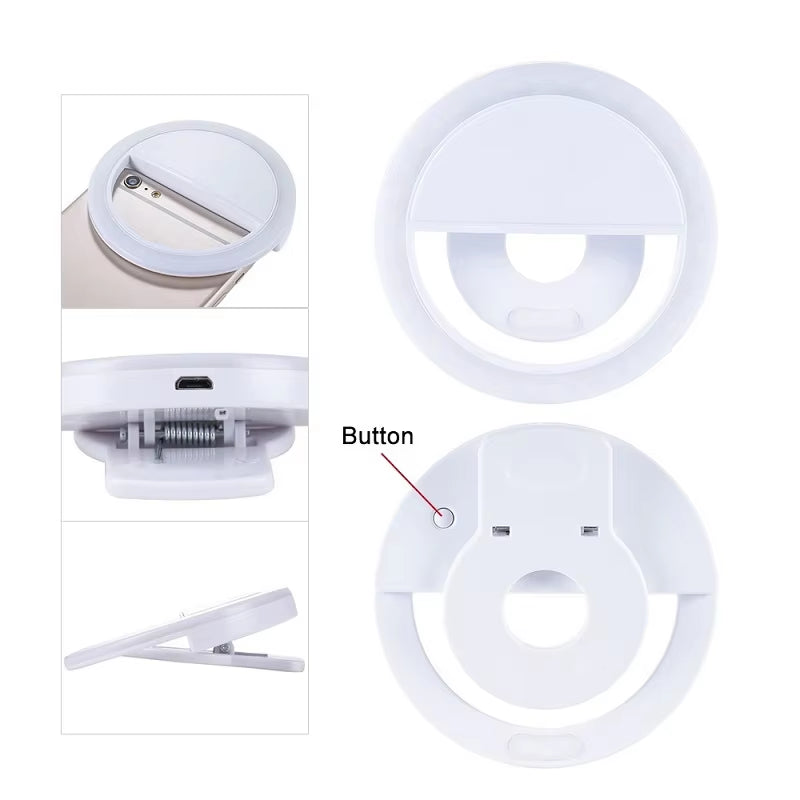 USB Charge LED Selfie Ring Light Supplementary Lighting Night Darkness Selfie Enhancing for Phone Fill Light Flashes Maquillaje