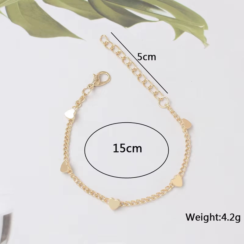 Gold Color Hearts Infinity Bracelets Pulseras Mujer Minimalist Jewelry Women Stars Bracelets Beach Boho Bracelet&Bangles