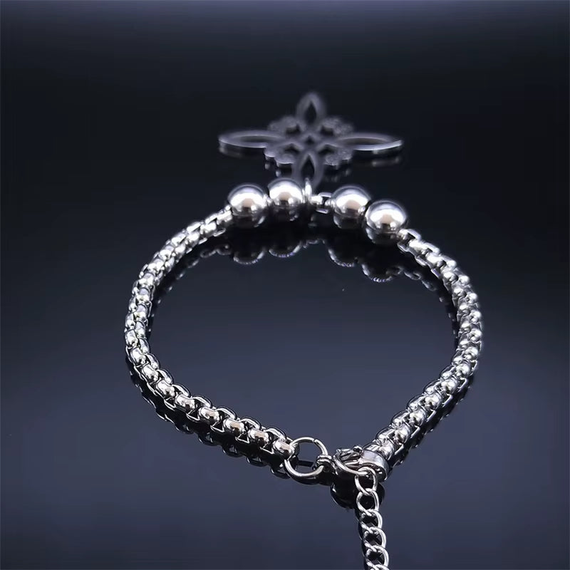 Wicca Celtic Knot Stainless Steel Bracelet Women/Men Silver Color Witch Geometric Irish Knots Bracelets Jewelry Pulseras B7053S0