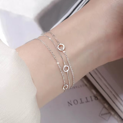 Luxury Zircon Double Circle Charm Bracelet&Bangle for Women Girls Elegant Wedding Jewelry Pulseras Sl130